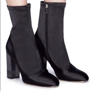 SAM EDELMAN WOMEN'S CALEXA BOOTS SOCK BOOTIES BLACK SATIN SIZE 9.5 - NEW